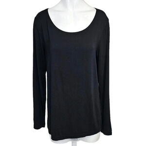 Bryn Walker Modal Scoop Neck Long Sleeve Top Black Size Medium